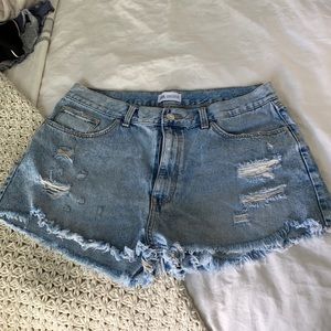 Zara high waisted light wash distressed shorts